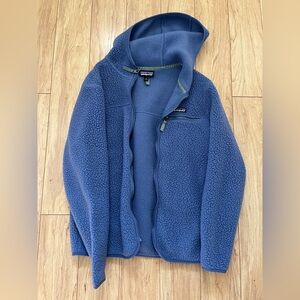 Patagonia Deep Blue Retro Pile Fleece Hoodie Full Zip